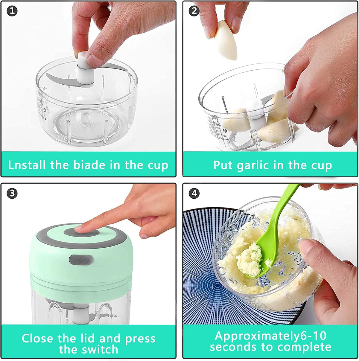 Mini Electric Mixers Kitchen Food Processor Garlic Chopper Vegetable Chili Chopper USB Home Masher Machine Kitchen Gadgets