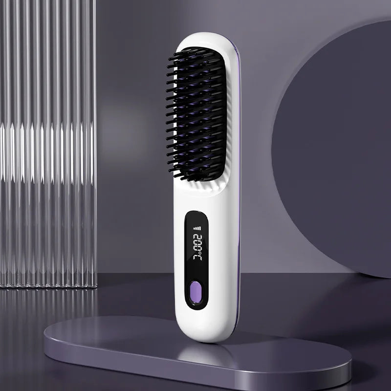 Wireless Hair Straightening Comb –  Portable & Cordless