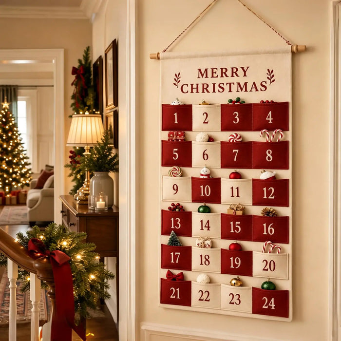 Reusable Fabric Advent Calendar with 24 Pockets