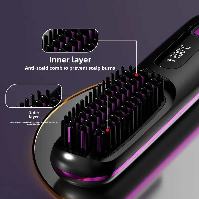 Wireless Hair Straightening Comb –  Portable & Cordless