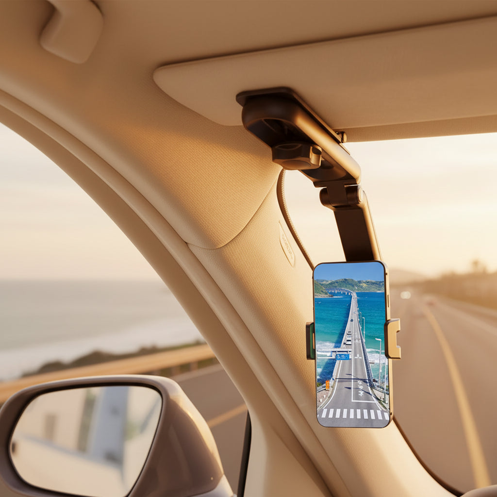 360° Rotating Sun Visor Phone Holder for Car – Multifunctional Mount