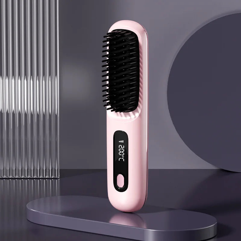 Wireless Hair Straightening Comb –  Portable & Cordless