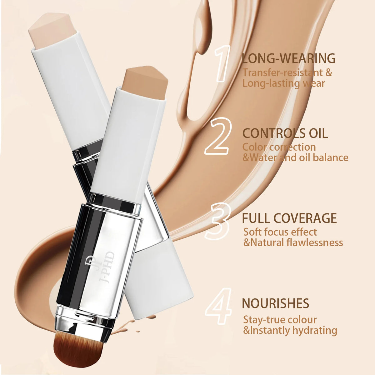 TWO-IN-ONE Brush Head Foundation Stick