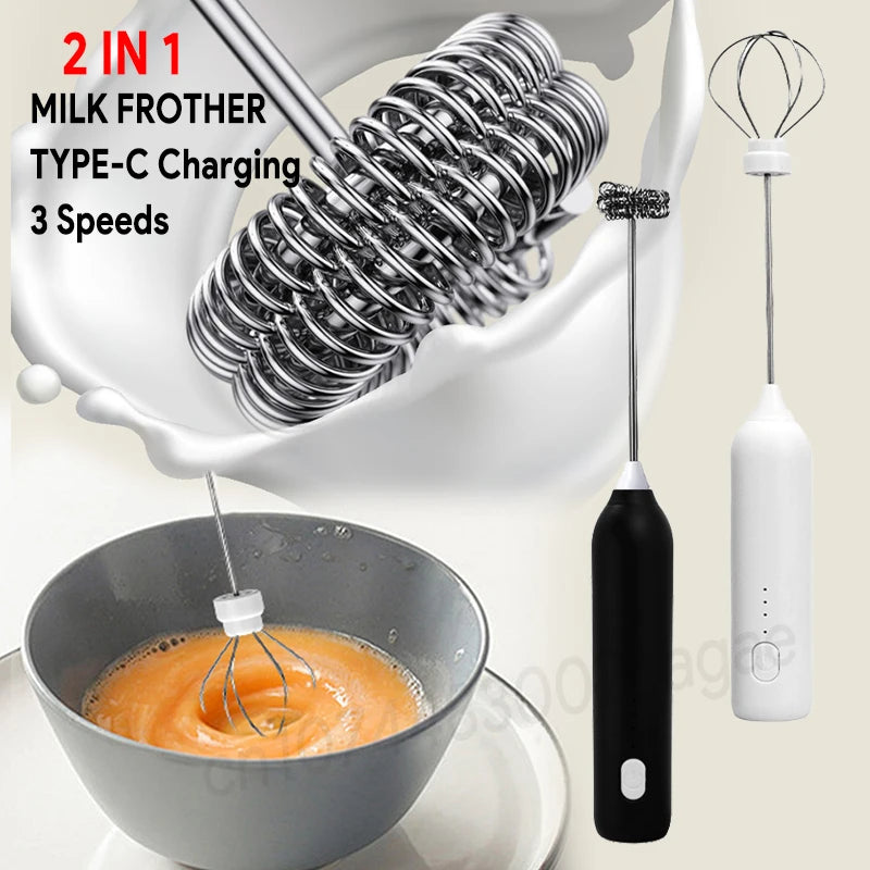 Rechargeable Handheld Milk Frother & Egg Beater – 3 Speeds
