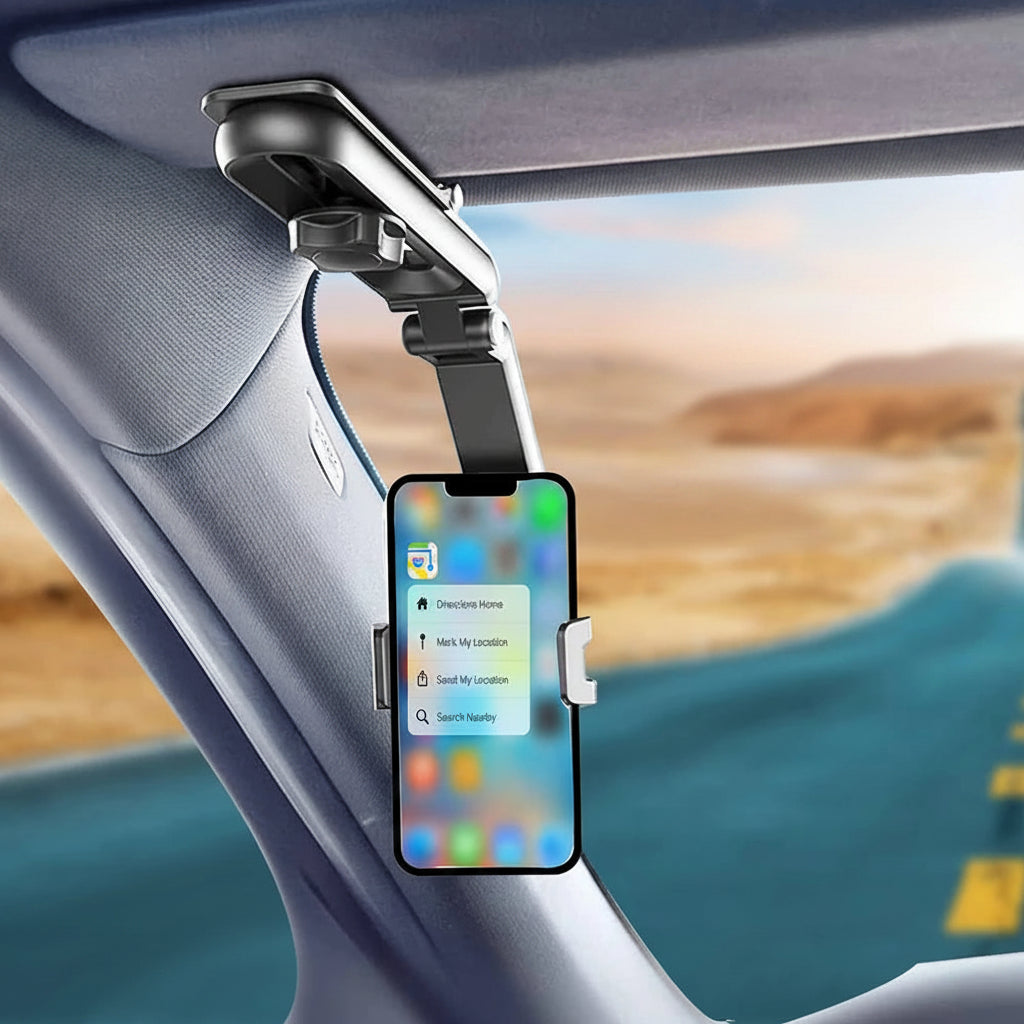 360° Rotating Sun Visor Phone Holder for Car – Multifunctional Mount