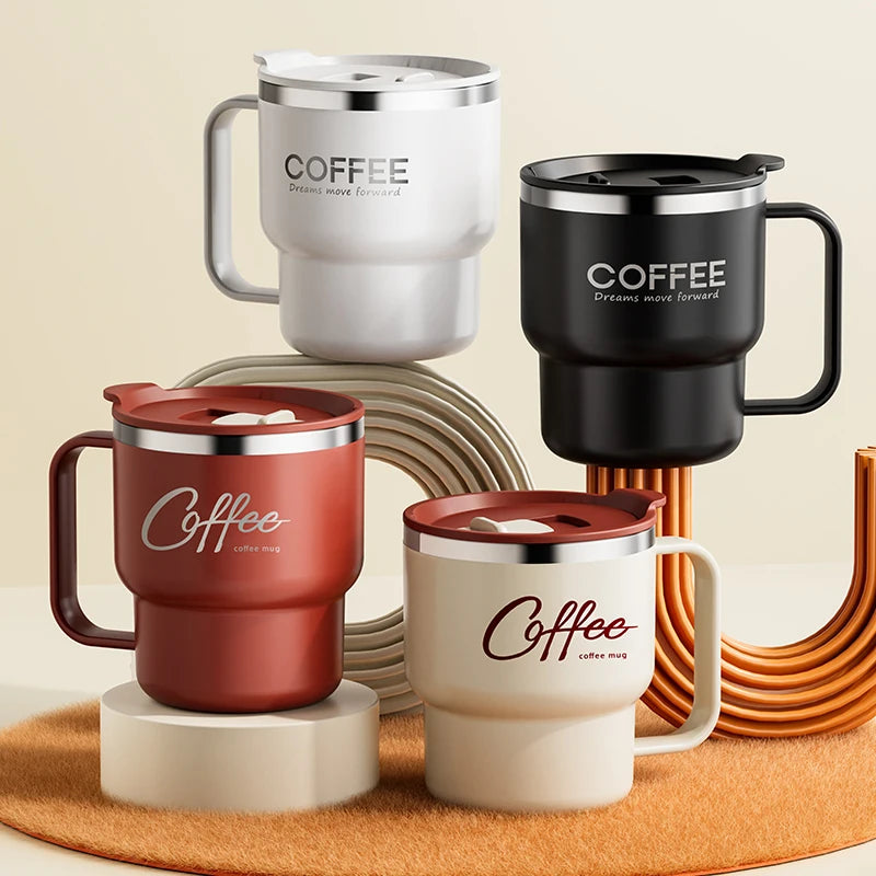 Double-Wall Stainless Steel Coffee Mug with Handle