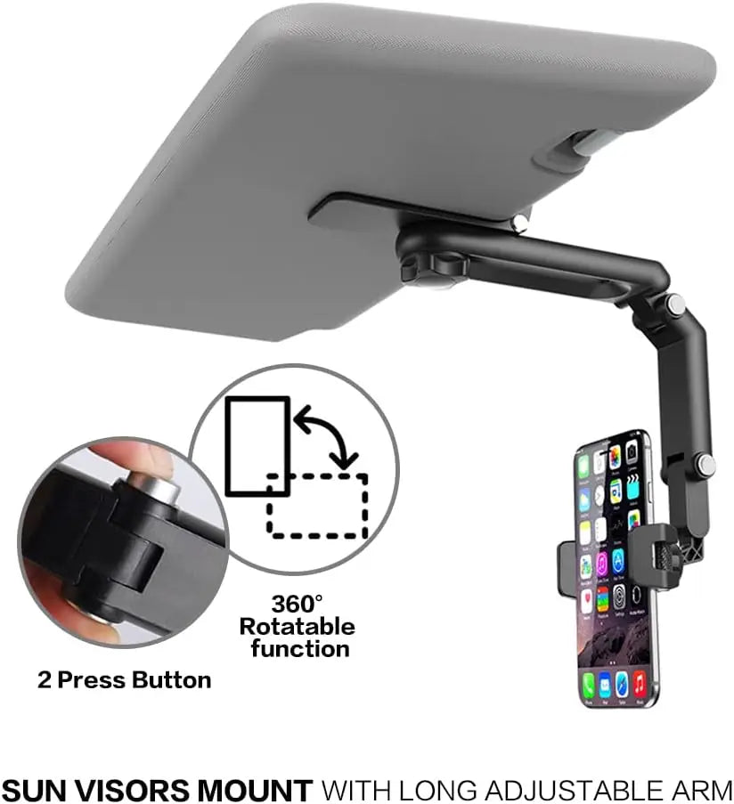 360° Rotating Sun Visor Phone Holder for Car – Multifunctional Mount