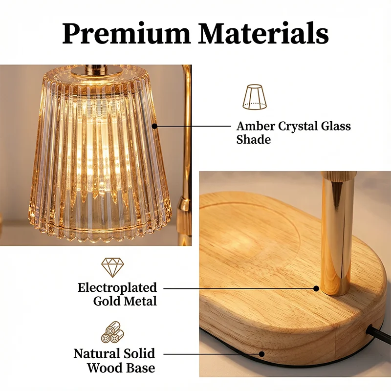 Dimmable Glass Candle Warmer Lamp with Timer