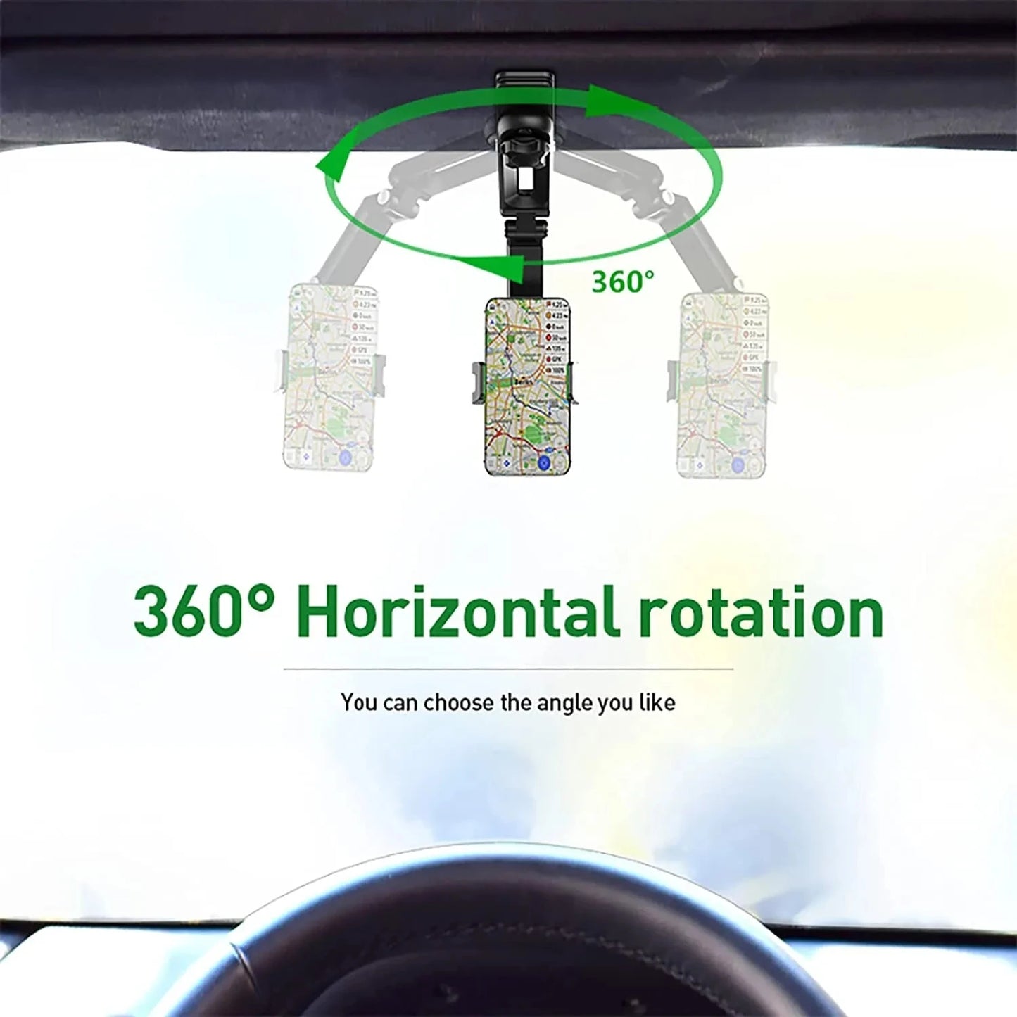 360° Rotating Sun Visor Phone Holder for Car – Multifunctional Mount