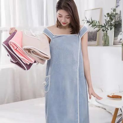 Women’s Wearable Bath Towel - Quick-Dry Spa and Beach Bathrobe Wrap
