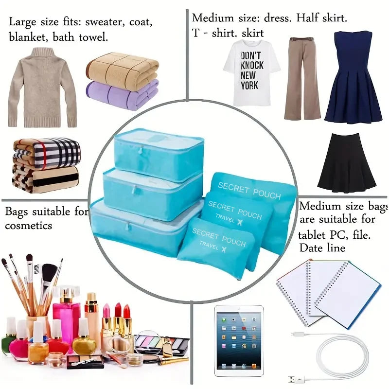 6-Piece Travel Packing Organiser Bag Set