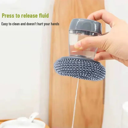 Soap Dispensing Dish Scrub Brush with Comfort Grip Handle