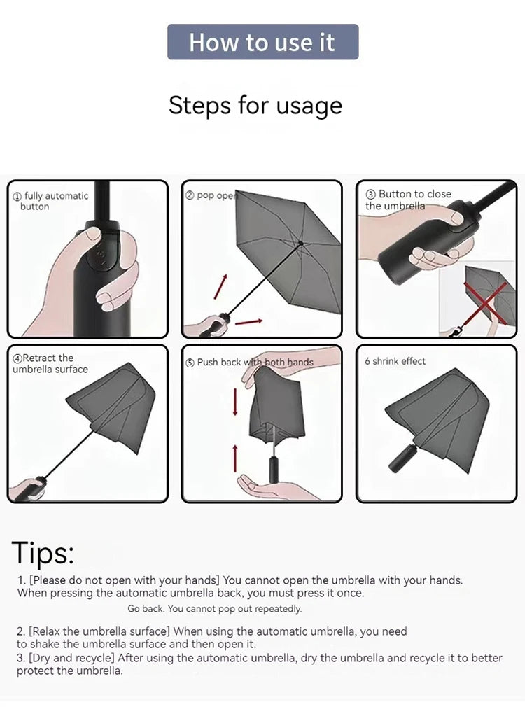 Automatic Folding Windproof Sunshade Umbrella