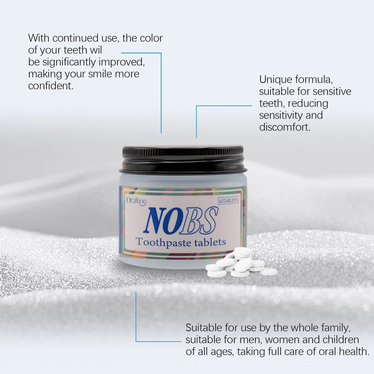 NOBS Toothpaste Tablets – Natural Whitening & Breath Freshening