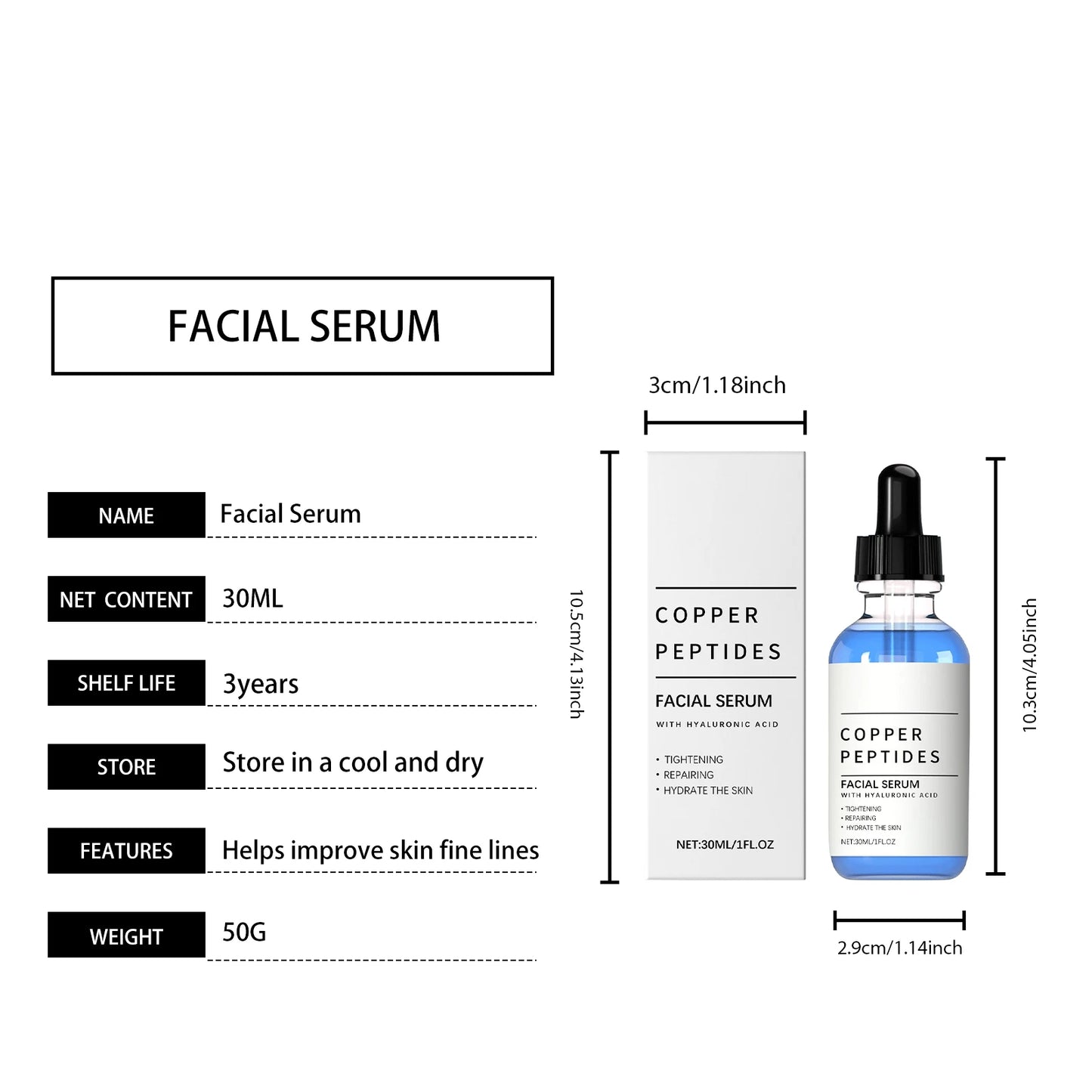 Copper Peptide Face Serum — Hydrating Skin Renewal Essence