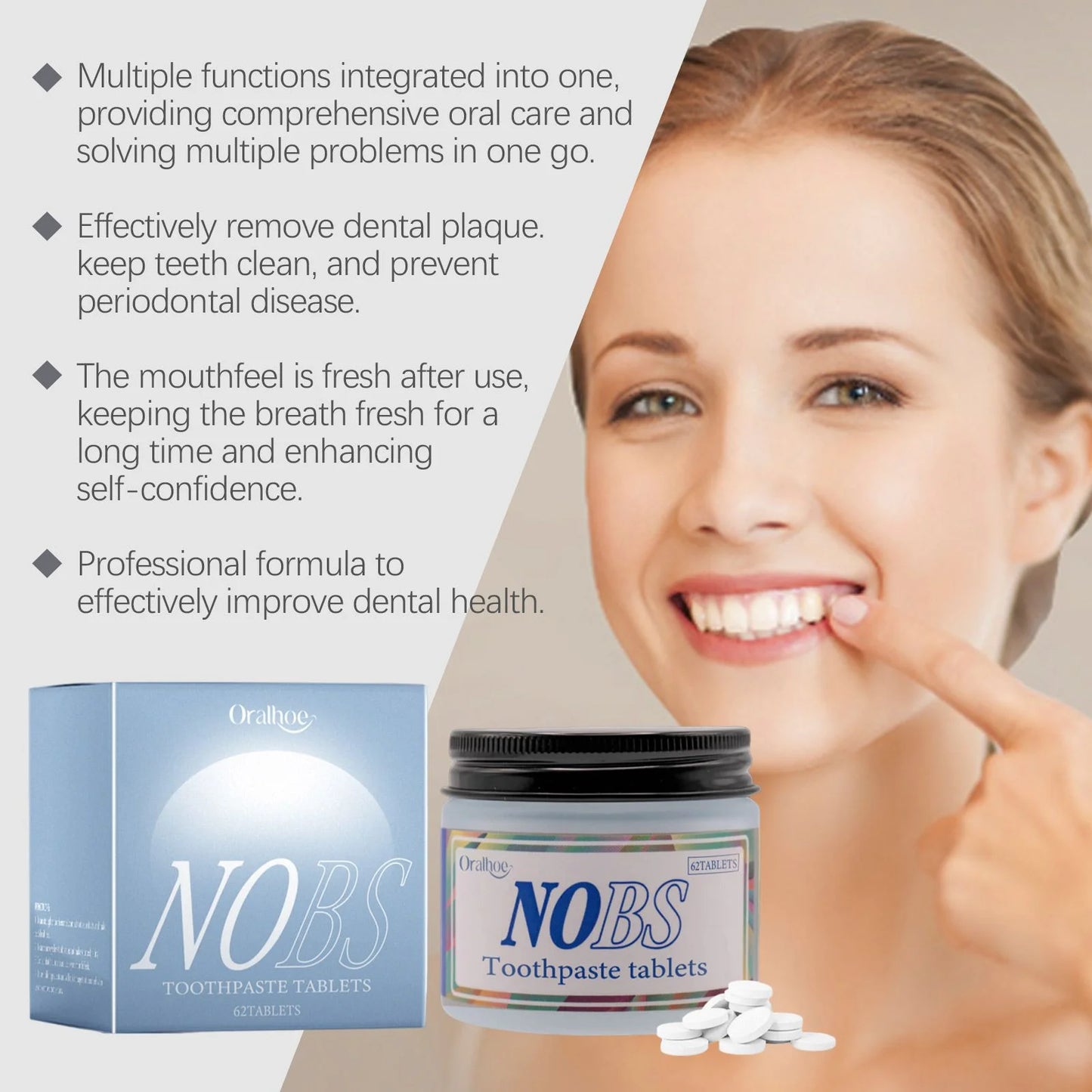 NOBS Toothpaste Tablets – Natural Whitening & Breath Freshening
