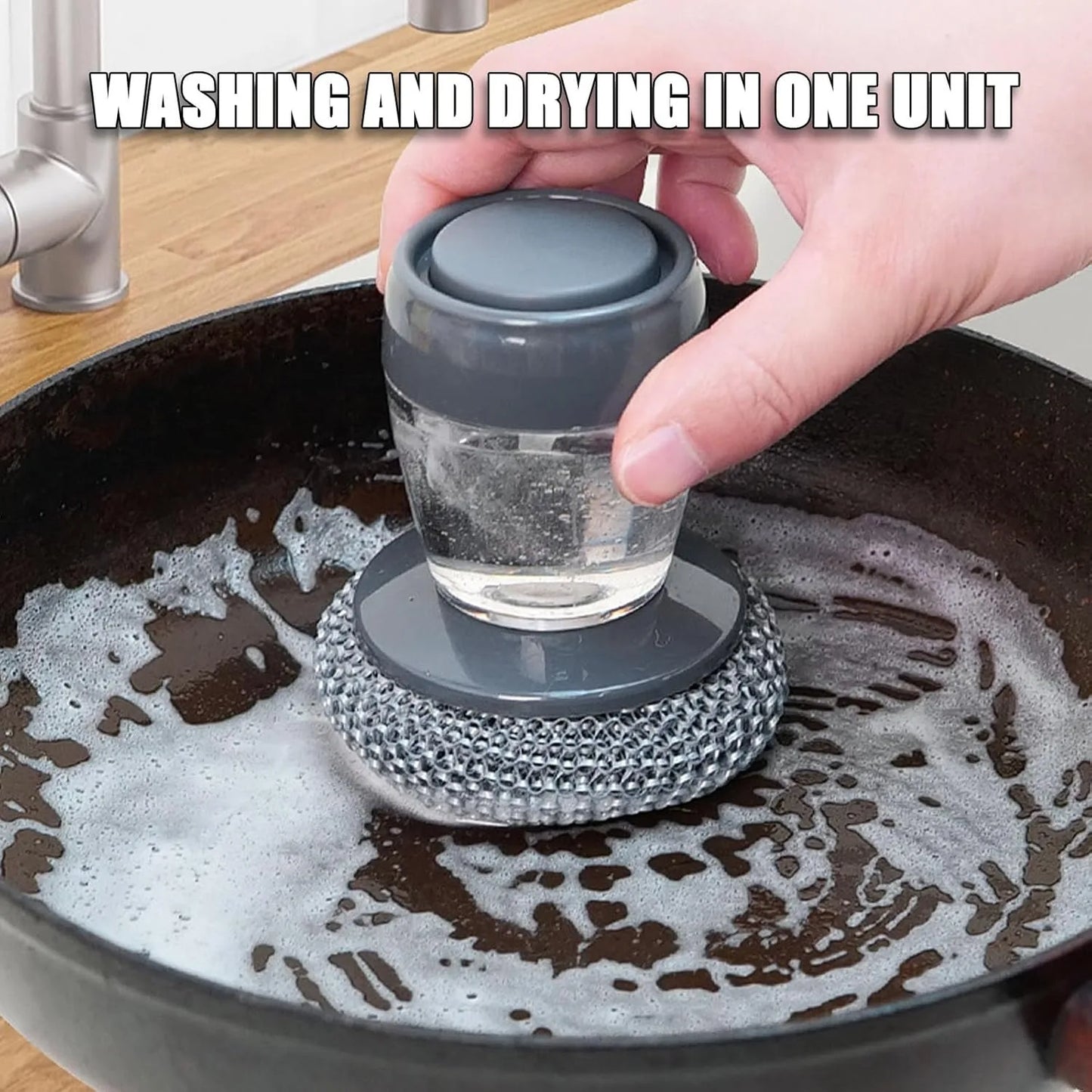 Soap Dispensing Dish Scrub Brush with Comfort Grip Handle