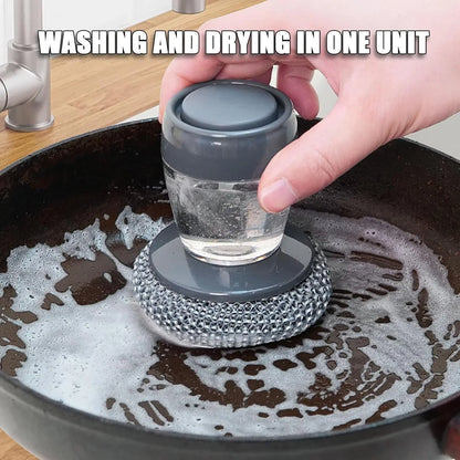 Soap Dispensing Dish Scrub Brush with Comfort Grip Handle