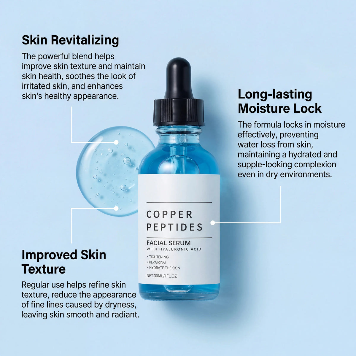 Copper Peptide Face Serum — Hydrating Skin Renewal Essence