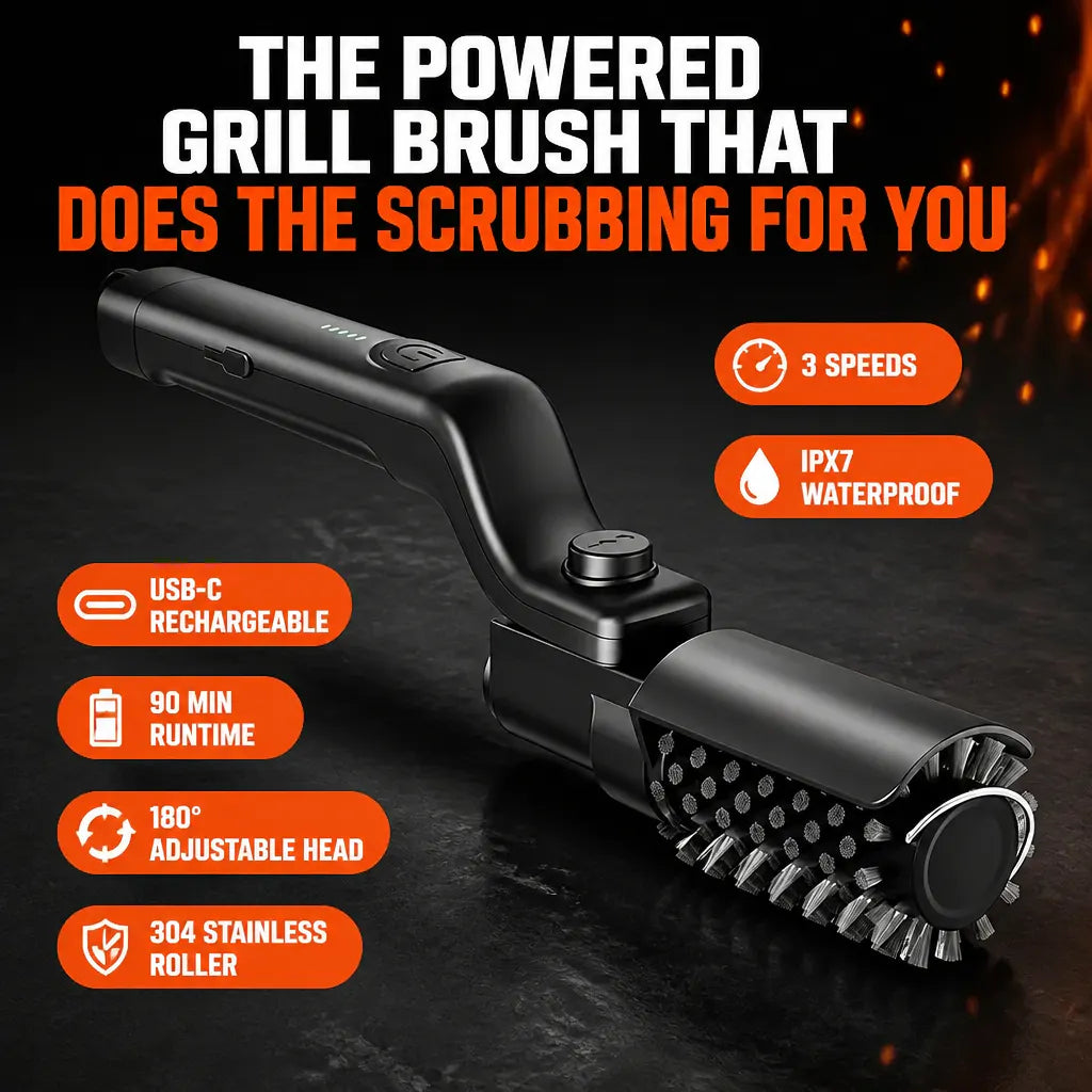 Cordless Electric BBQ Grill Brush – Rechargeable Self-Cleaning Grill Scrubber