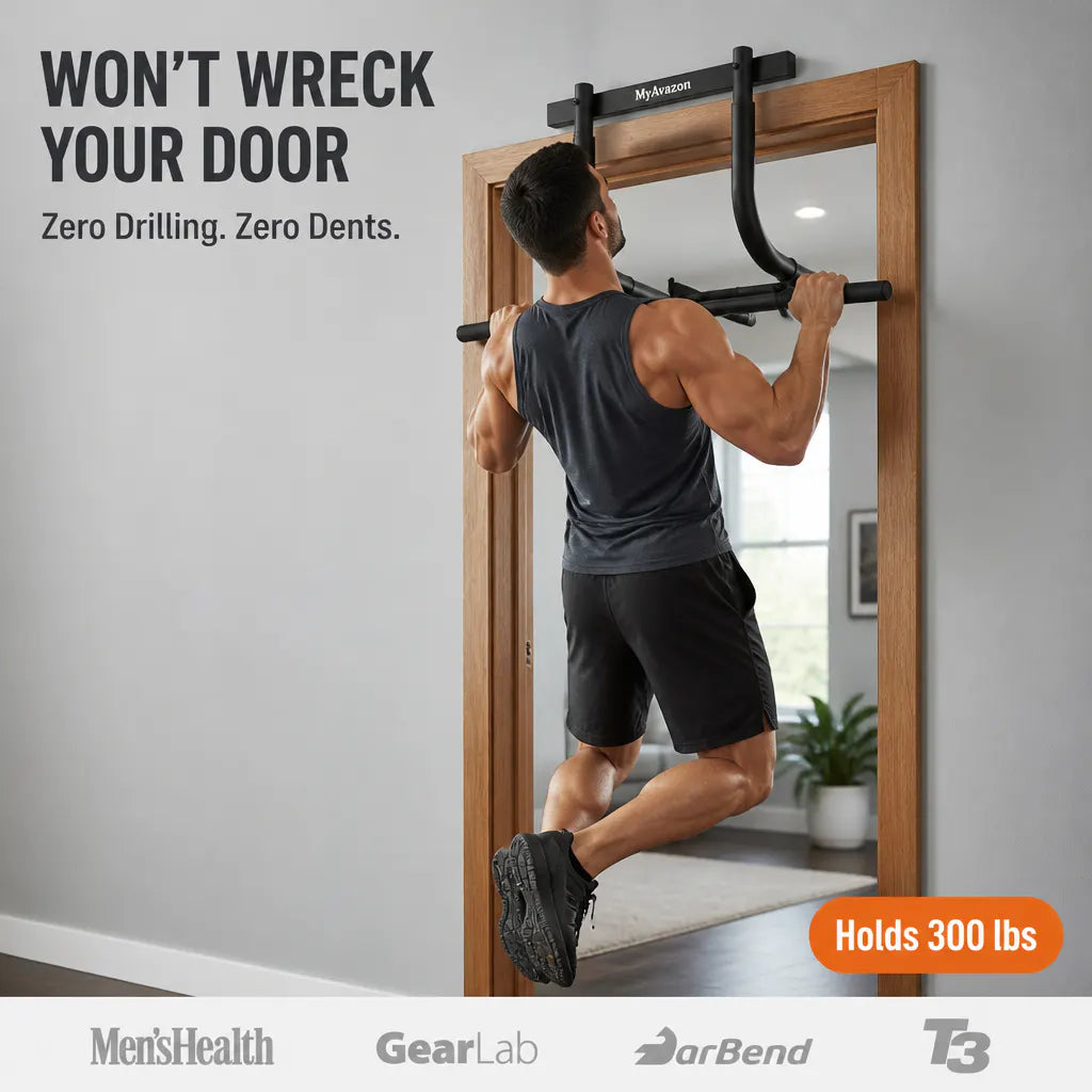 Doorway Pull-Up Bar – No-Screw Home Gym Bar for Pull-Ups, Chin-Ups & Core Training