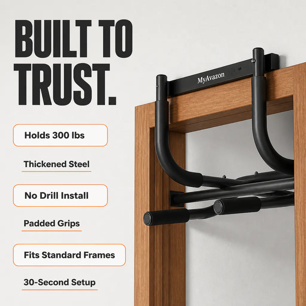 Doorway Pull-Up Bar – No-Screw Home Gym Bar for Pull-Ups, Chin-Ups & Core Training